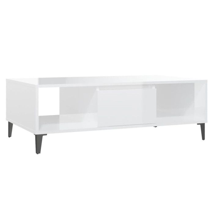 VidaXL Coffee Table High Gloss White 103,5x60x35 Cm Chipboard