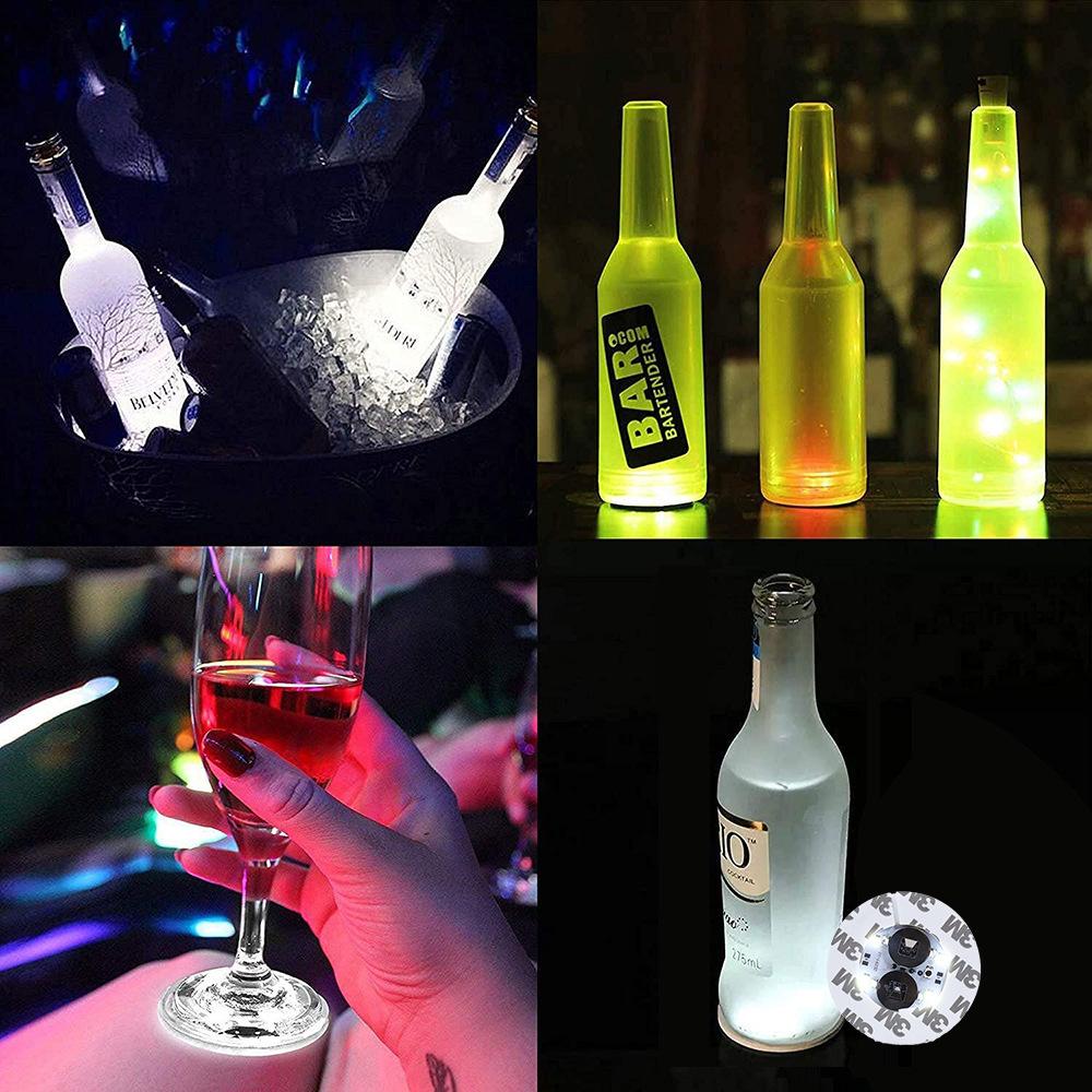 5pcs Mini Glow Coaster LED Bottle Light Stickers Christmas Xmas Nightclub Bar Party Vase Decoration LED Glorifier Drink Cup Mat