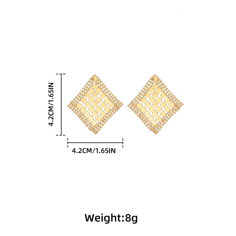 Geometric Rhombus Stud Earrings Women Zinc Alloy Gold Plated Modern Vintage Chic Lightweight Luxury Fashion Jewelry