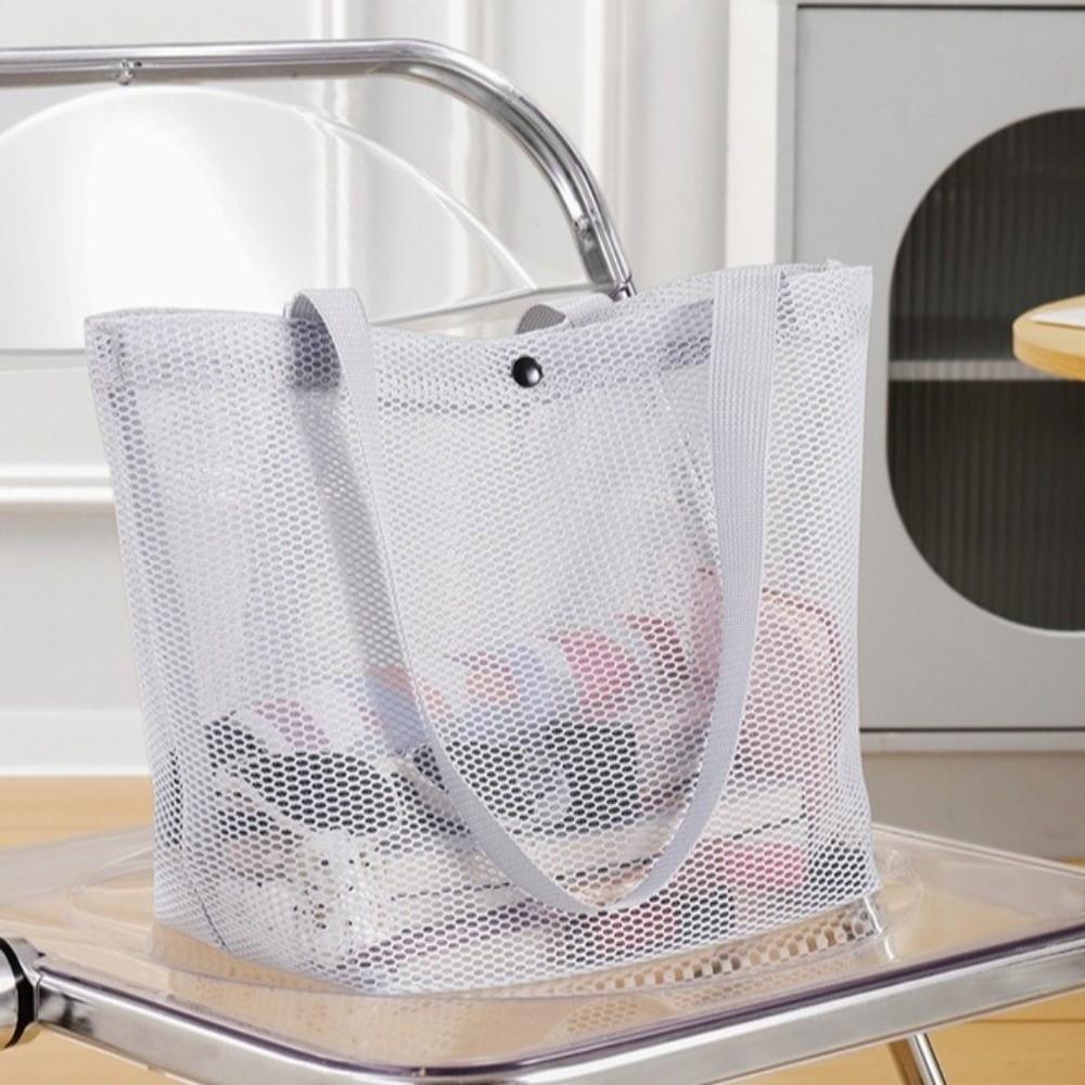 Lightweight Mesh Beach Bag Large Capacity Shoulder Handbag Toiletries Organizer Picnic