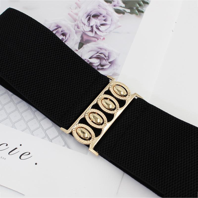 Women's Wide Elastic Waist Belt Fashion Simple Metal Buckle Waistband Corset Cinch Belt Dress Stretchy Belts