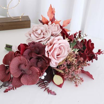 Bouquets de mariage avec perle pour mariée et demoiselle d'honneur, Bouquets de mariée à fleurs artificielles pour cérémonie de mariage, Saint-Valentin