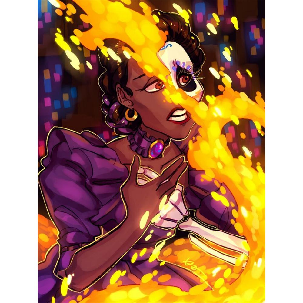 

Disney Diamond Painting Tiana Dark Fan Art Illustration Cartoon Cute Cross Stitch Complete Set Creation and Sewing Mosaic 5D DIY Home Decor Round 20x30cm