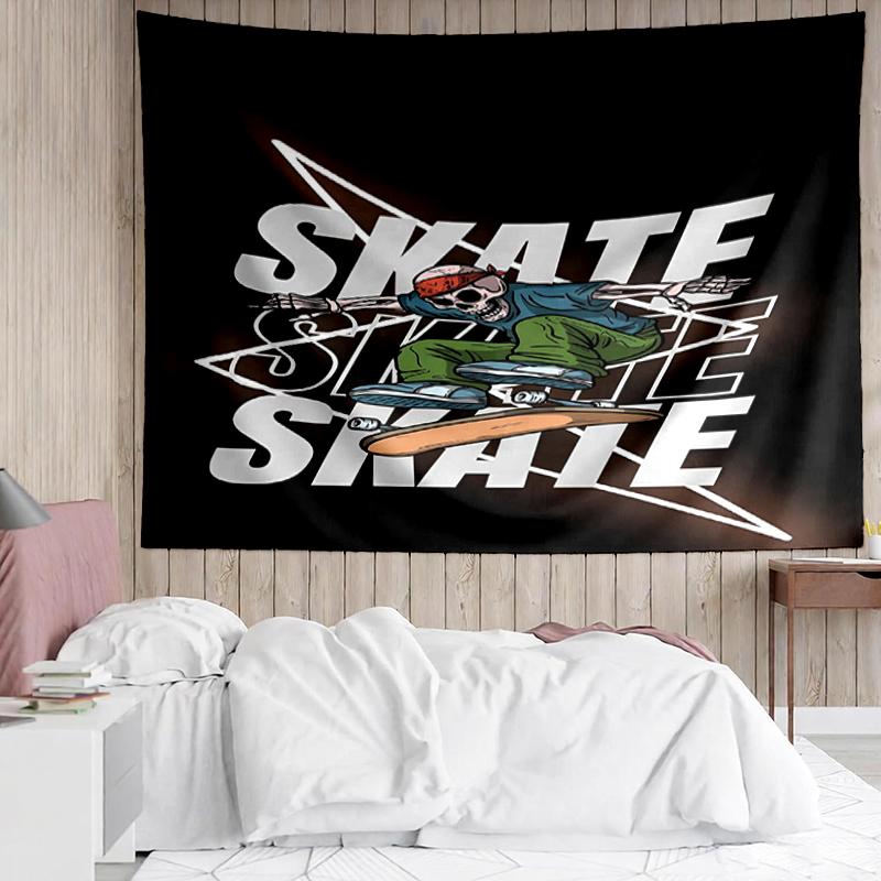 Tapisserie avec Impression Skateboard, Toile de Fond, Installation Facile, Idéale pour Chambre à Coucher, Bureau et Salon, avec Décor Mural Esthétique.