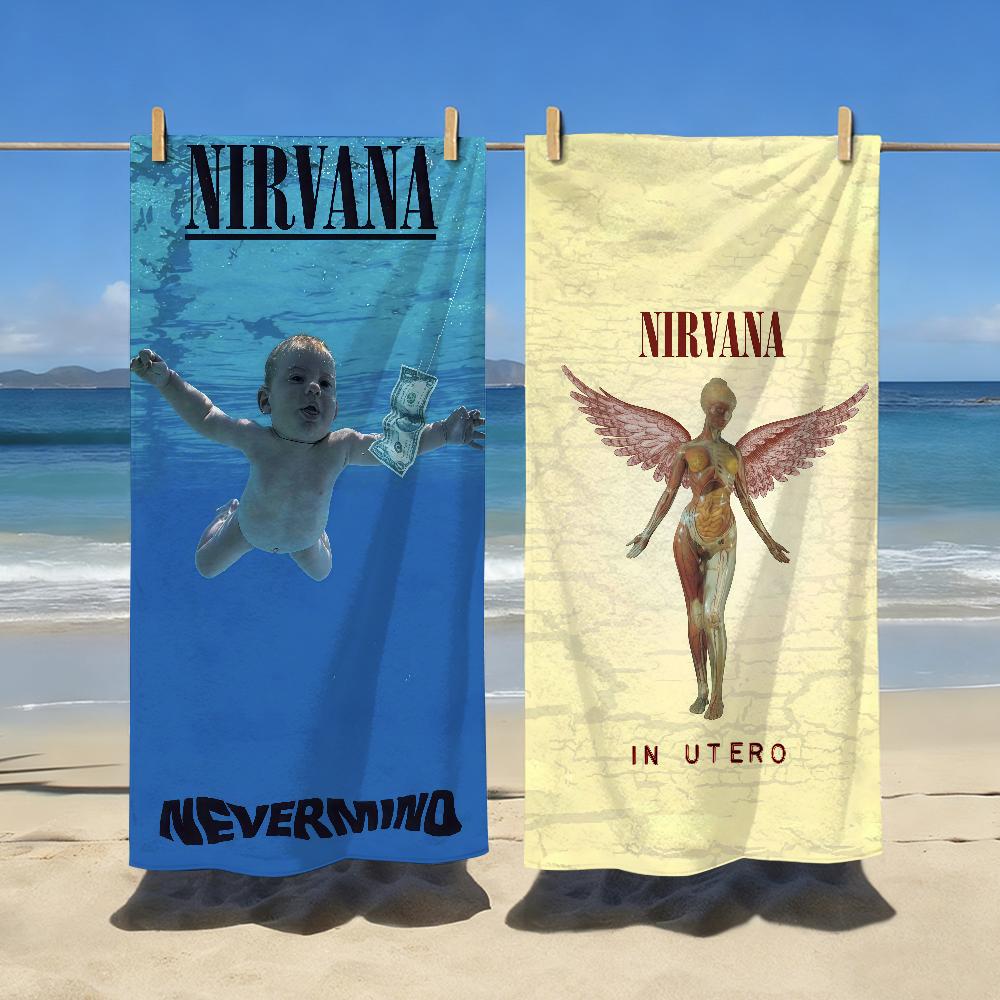 Band N-Nirvana-S Handdoek Sport Sneldrogend Reis Kampeeruitrusting Zandbestendig Zacht Licht Groot Strandlaken