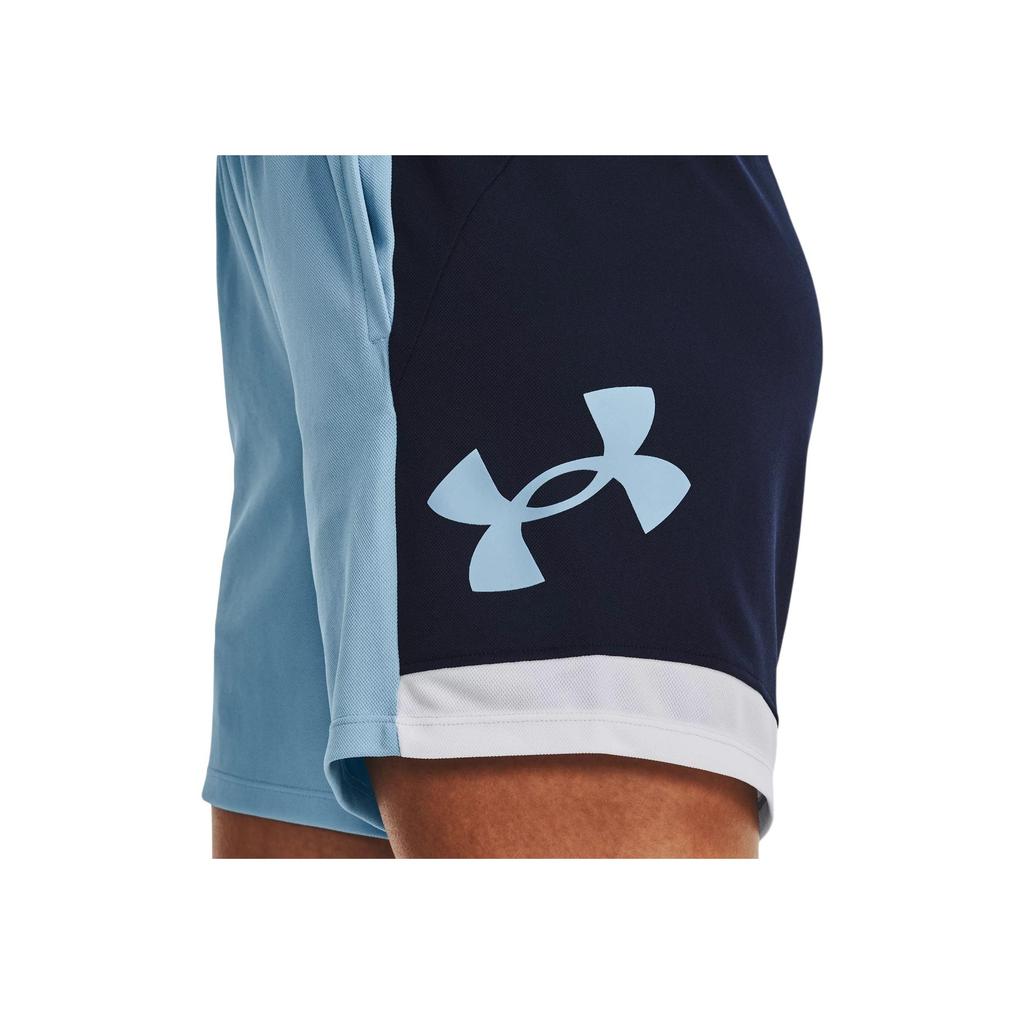 Under Armour Baseline Colorblock Mid-Rise Straight-Leg Athletic Shorts Women Bottoms Blue 1370301-490