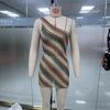 Sexy Style Summer and Spring New Slim-fit Color-woven V-neck Stretchable Dress for Women