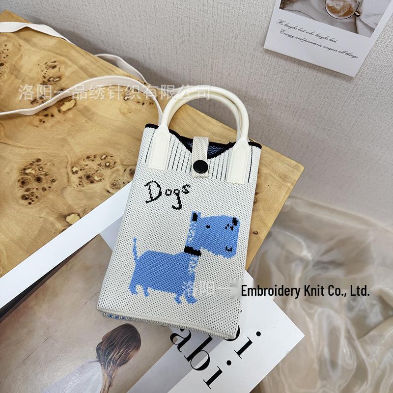 Cute Cartoon Dopamine Knit Crossbody Phone and Coin Bag