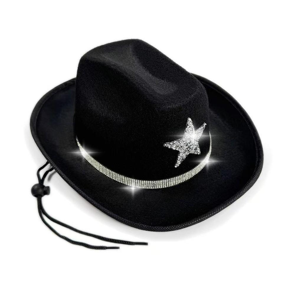 Rhinestone Summer Sun Hat Sparkling Kids Bucket Hat Cool Western Cowboy Hat Dress-Up