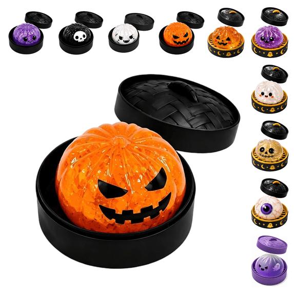 Halloween Ghost Dumpling Squishy, Dumplings Squishies with Steamer Stress Balls, Elastic Stretch Fidget Sensory Toy,1PCS
