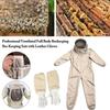 Beekeeper Suit Coffee Apricot Color,Thickened Anti-Sting and Sheepskin Gloves Full Body Protection Beekeeping Gear for Apiarists