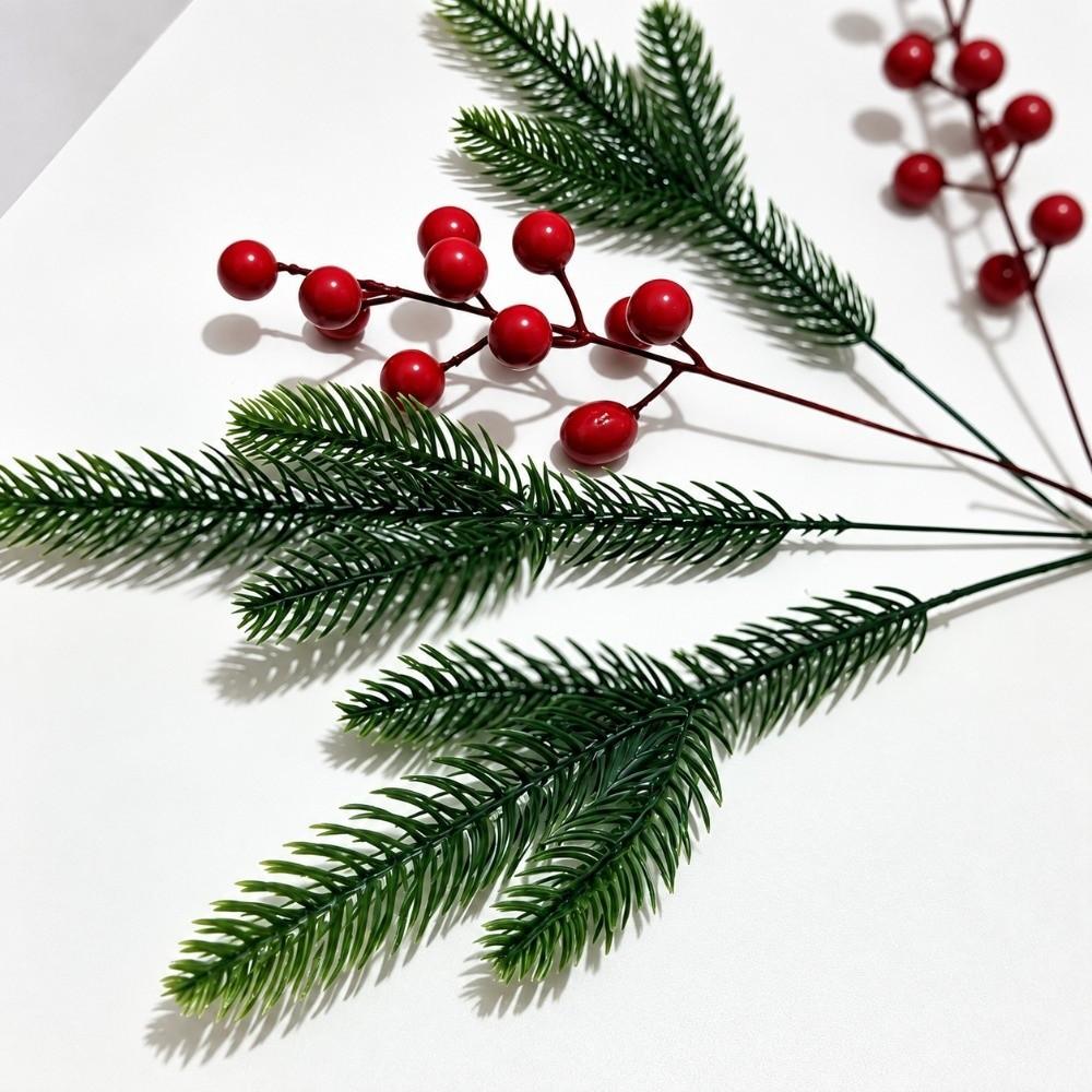 10Pcs Plastic Material Christmas Berry Stems Decorative Branches Holiday Decor