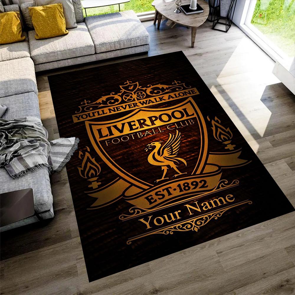 Liverpool Customized Name Area Rug Perfect for Game Room Dining Room Dormitory Decorate Room Anti-slip Rug Decorate Offices Gift for Festivals