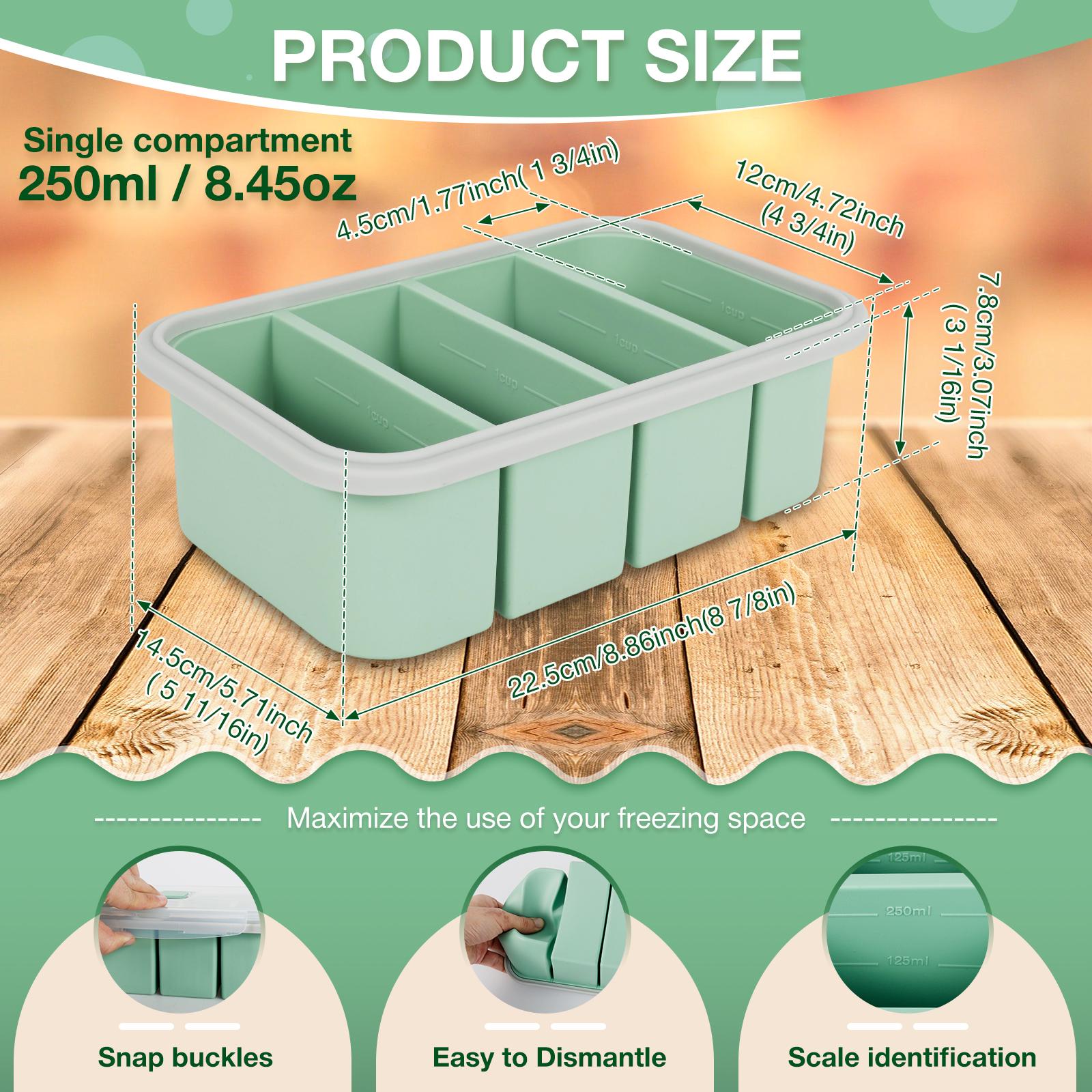 

2Pcs Silicone Freezer Tray Mold 4/6Grids Large Jumbo Ice Cube Tray Soup Storage Container for Soup, Broth, Meal Prep, Ice Cubes