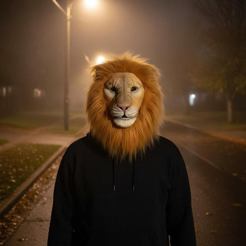 Lion Headpiece Furry Mane Full Head Costume Accessory for Adults, Halloween, Cosplay,