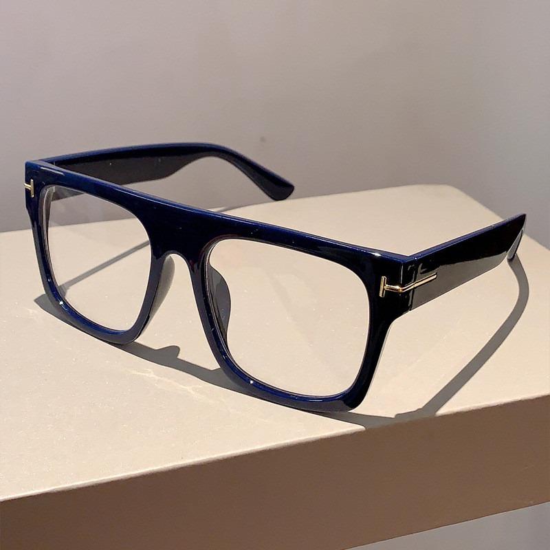 Simple Retro Thick Frame Square Anti-Blue Light Flat Glasses Trendy Unique Glasses Frame