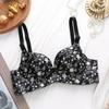 Sutien wireless cu imprimeu floral și bretele roz reglabile