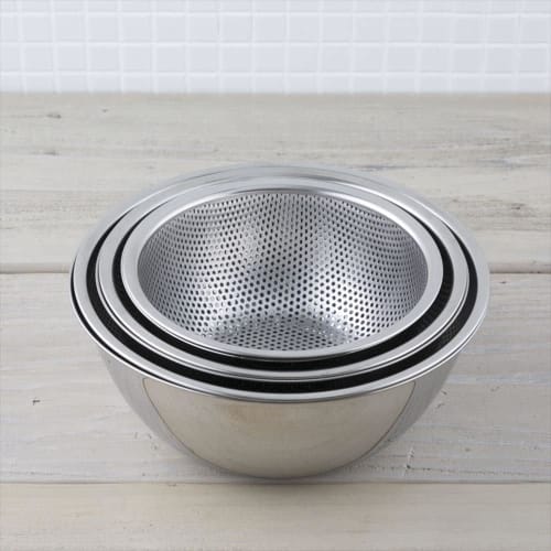 Kai Brand Bowl (Punching) Bowl 3 Piece Set Cooking Utensils for Single Living 18cm / 21cm / 24cm Stainless Steel Stackable Storage Integrated Type