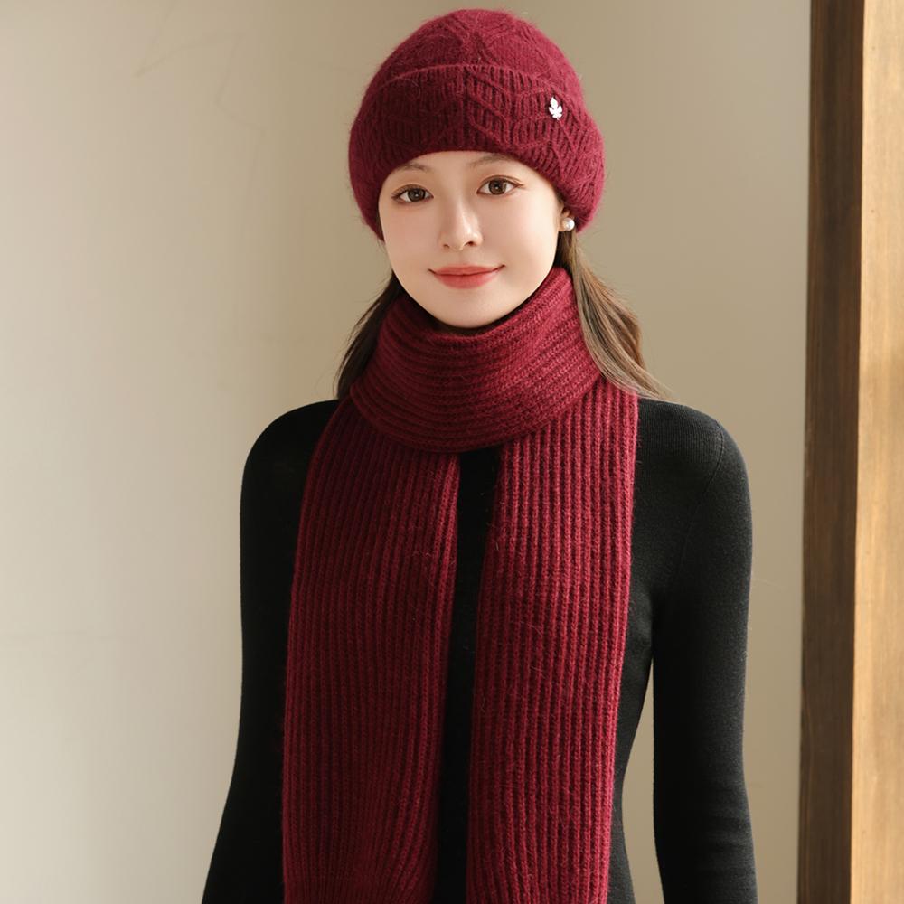 

Новый женский зимний теплый костюм, женские шапки-бини для женщин, простой дизайн, украшение, повседневная вязаная шапка из кроличьего меха, зимняя теплая шапка 56cm-60cm красный