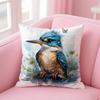 Kingfisher Watercolor Painting Pillow Case Comfort Sofa Bed Silky Elegant Invisible Zipper Custom Decorative Cushion Cover