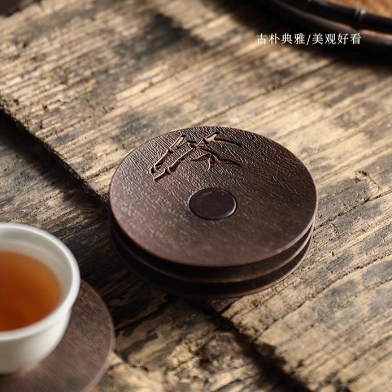 Creative solid wood tea coaster Kung Fu tea set accessories household Japanese anti-scalding heat insulation pad tea coaster