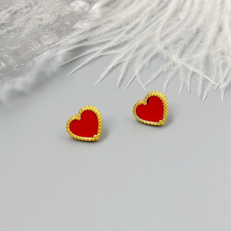 Trendy Fashion Temperament Heart Stud Earrings High Sense Light Luxury Peach Heart Earrings