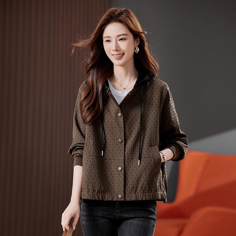 

Короткое пальто женское весенне-осеннее новое популярное маленькое повседневное универсальное модное худи XL темно-коричневого