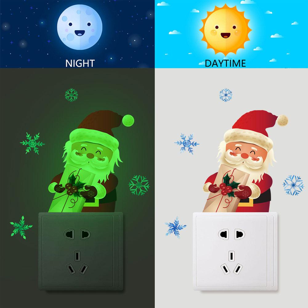 Luminous Switch Sticker Santa Claus Decor Wallpaper Wall Decals Living Room