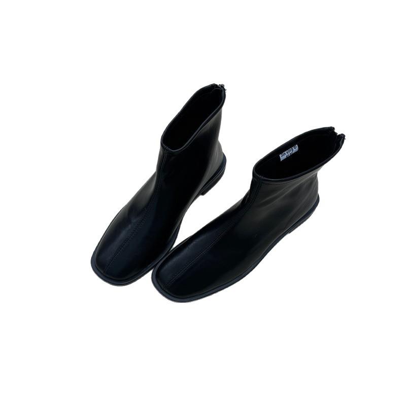 Retro suede thin boots women's 2025 autumn new versatile thick-soled elastic boots new rear zipper thick-soled short boots