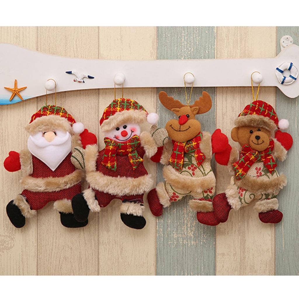 Christmas Plush Bear Doll DIY Ornaments Snowman Old Man Elk Santa Hat Star xmas Tree Hanging Toys  Christmas Tree Decoration