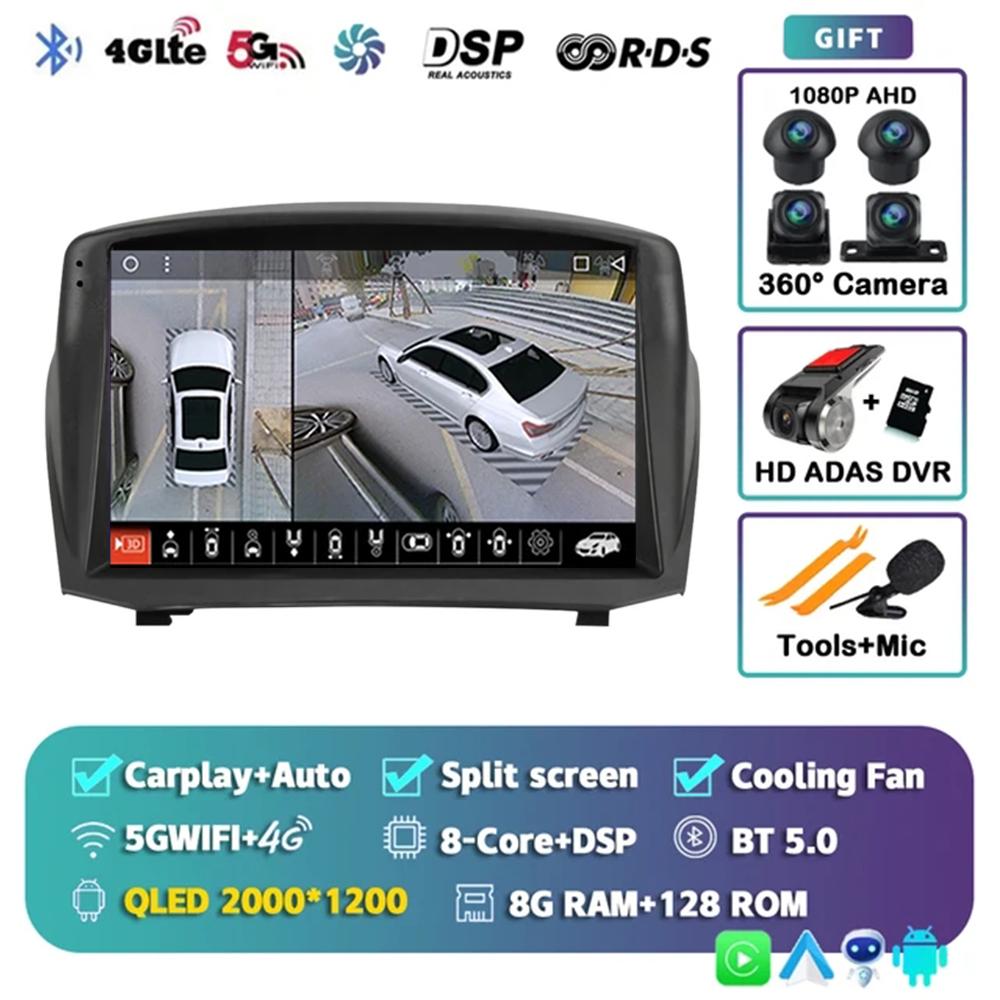 Android 14 Car For Ford Fiesta Mk 6 2009 - 2018 2 Din Navigation GPS Carplay Autoradio Stereo Multimedia Head Unit 5G LET WIFI