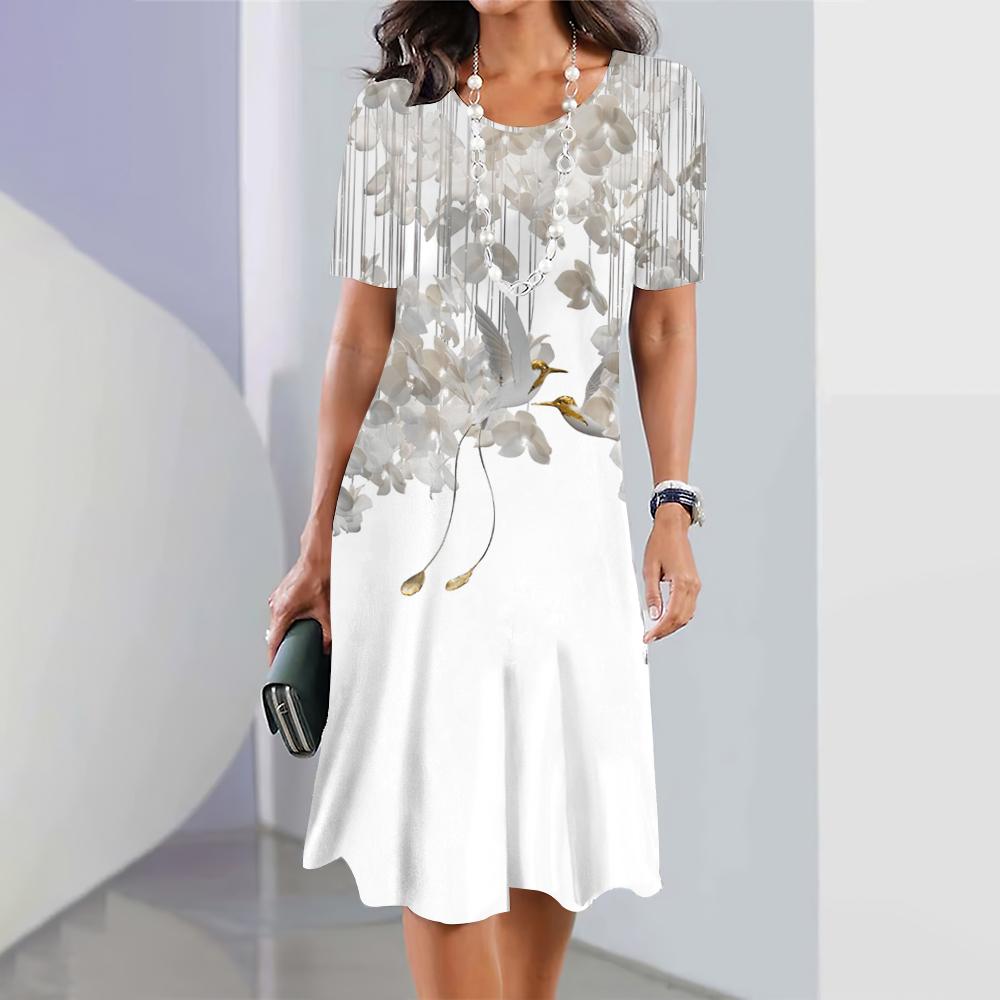 2025 Women's Dresses Floral Print Summer Elegant Dresses Female Short Sleeve Dress Fashion Casual Daily Clothes