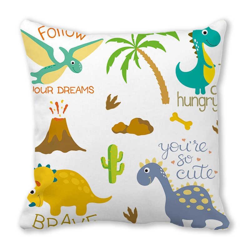 Office Sofa Car Cushion Cover Luxury Home Decoration Pillow Cover Cute Cartoon Little Dinosaur Animal Pattern