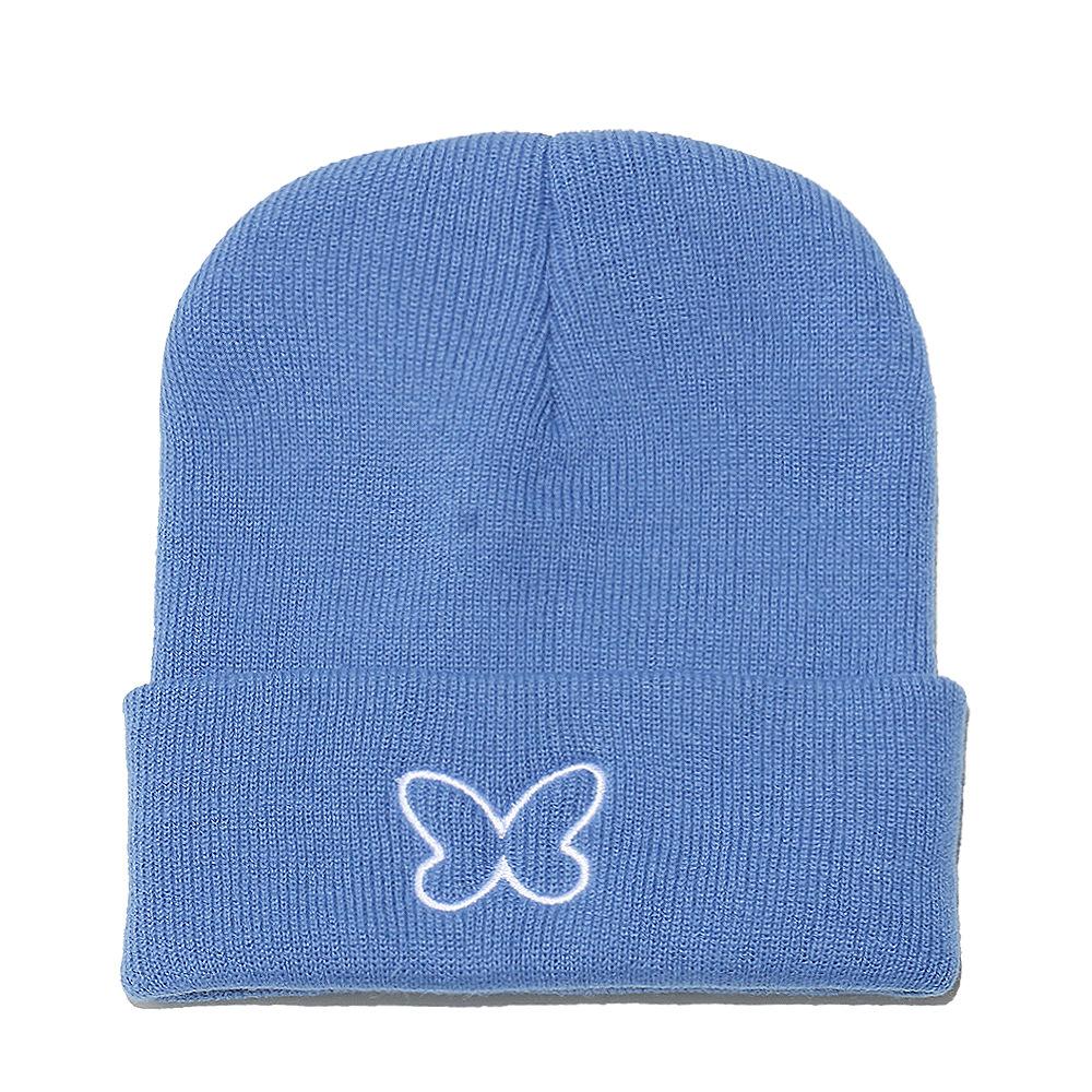 

ins Japanese and Korean version wool hat women s autumn and winter new pullover hat student cute warm knitted hat butterfly cold hat M（56-58cm） синий