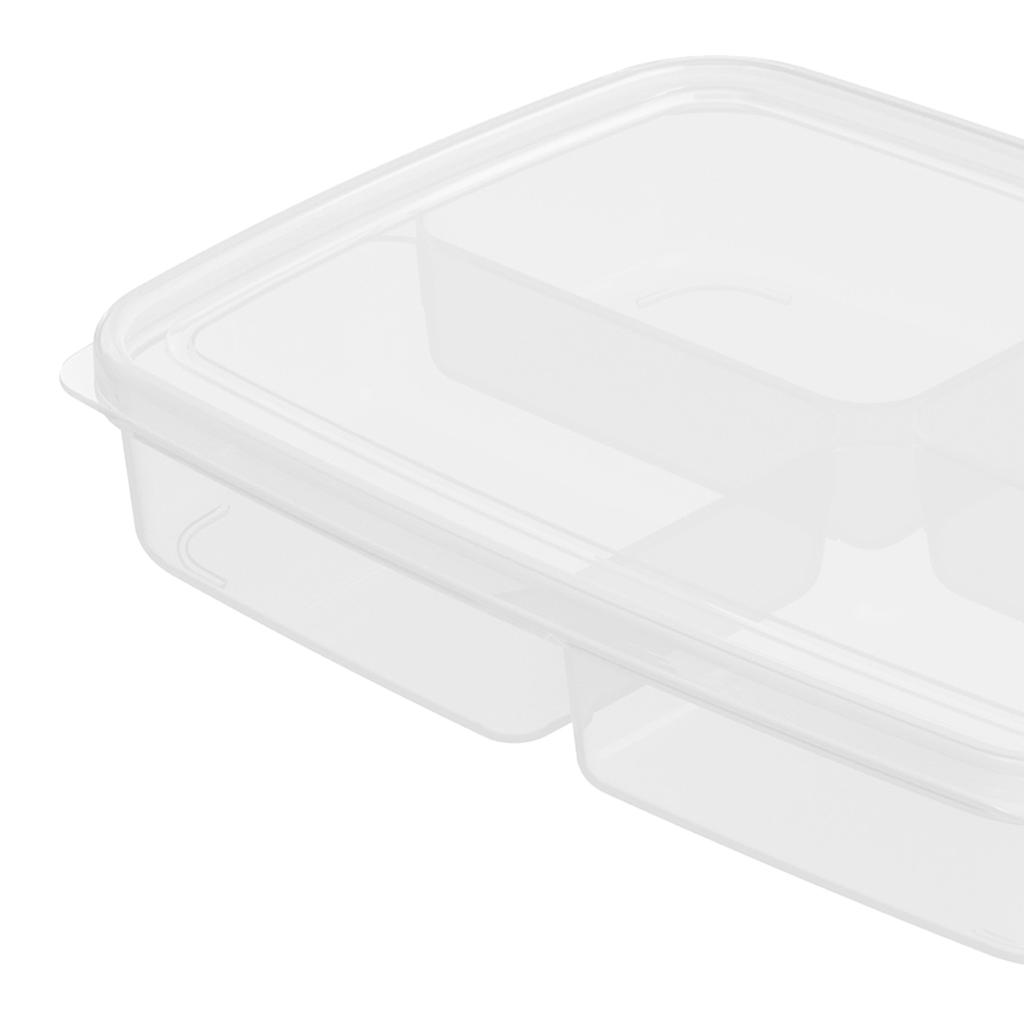 Divided Food Organizer Box PP 4 Compartment Refrigerator Food Storage Freshness Keeper Box for