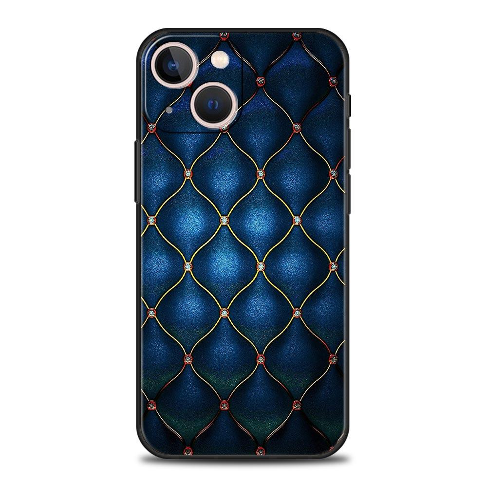 Quilted Texture Sofa Pattern Crown Phone Case For iPhone 17 16 15 Pro Max 11 12 13 14 7 8 Plus SE 2020 X XR XS Cover Soft Black