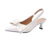 Schleife Kittenabsatz Taschenkopf Sandalen Damen Süßer Sommer Neu Spitz High Heel Einzelne Schuhe