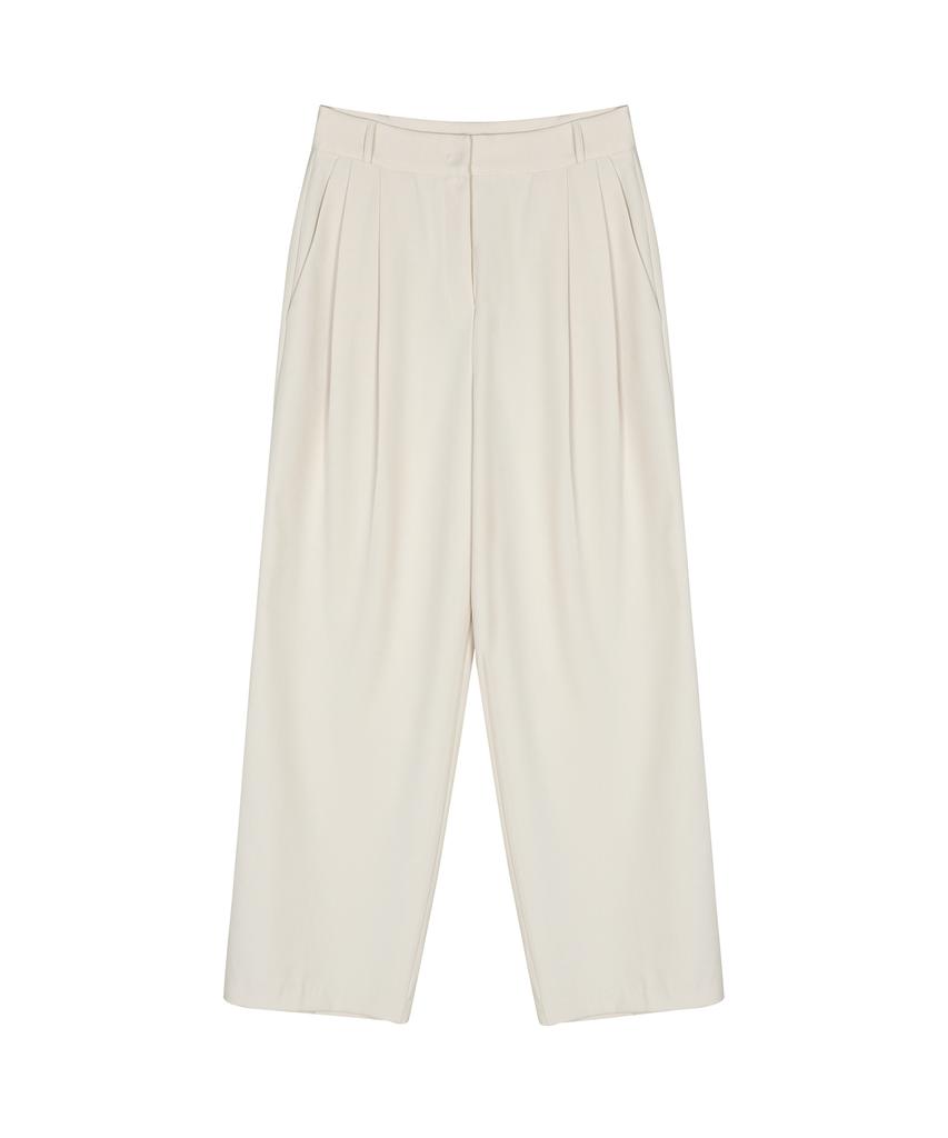 Nigaennikol Minimal Long Pintuck Slacks_Light Cream
