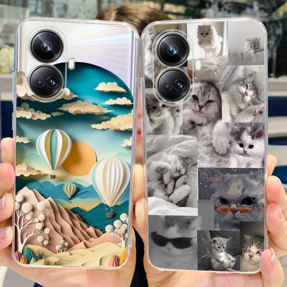 For Realme 10 Pro+ 6.7" RMX3687 Case Cute Cartoon Astronaut Cat Soft Silicon TPU Cover For Realme 10 Pro Plus Bumper Phone Case