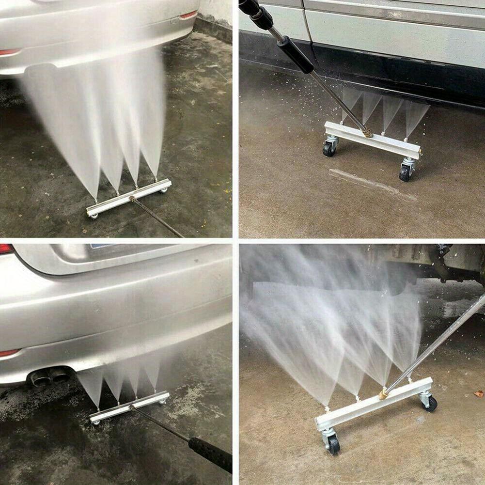 Pressure Water Gun 4000psi-Car Chassis Washer With Wheels-Stainless Steel1/4 Quick Plug Connector-Car Beauty Washer-4 Holes Spray Head-Car Sewer Broom
