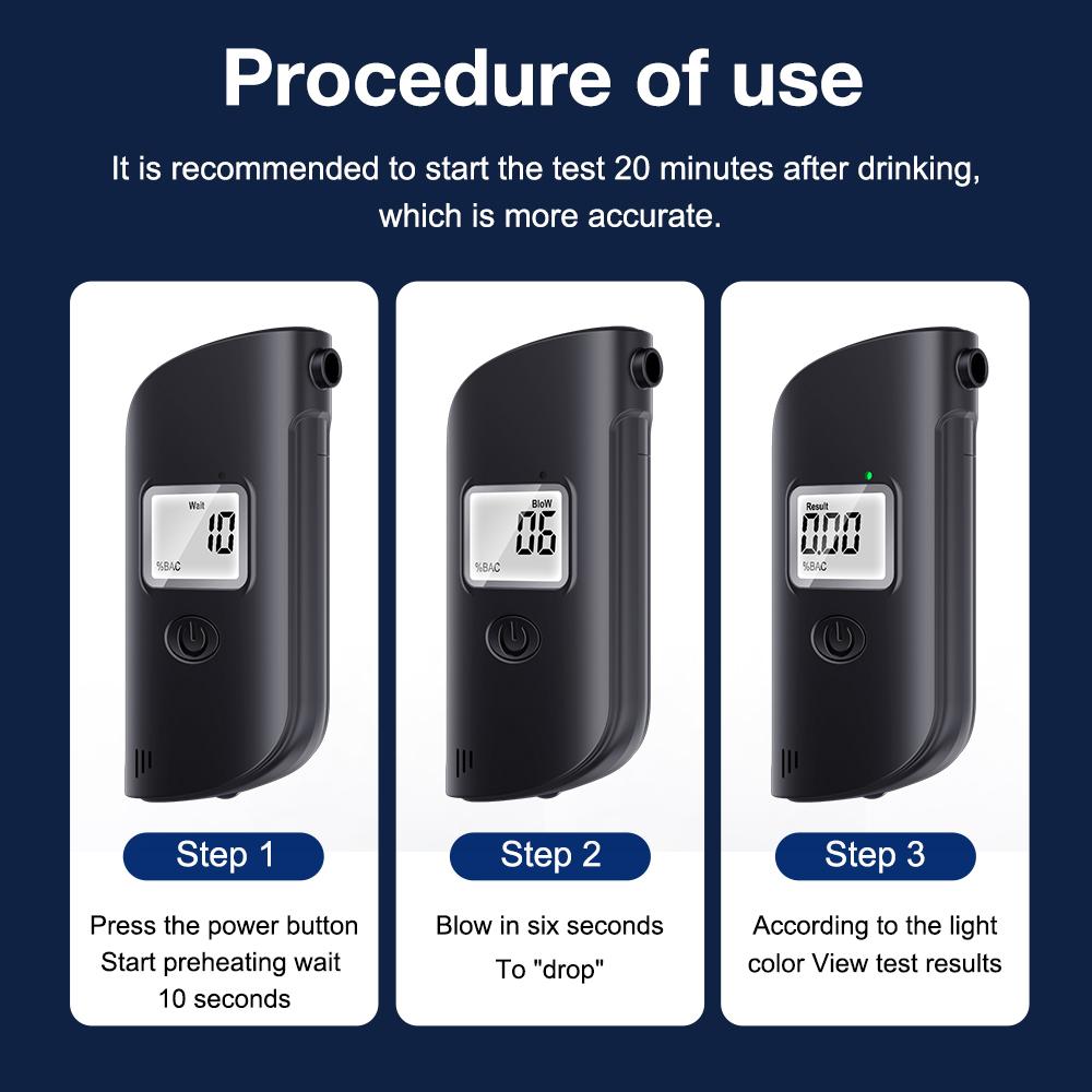 Portable Alcohol Detector LCD Screen Digital Breath Alcohol Tester Professional Drunk Driving Breath Analyzer Breathalyser