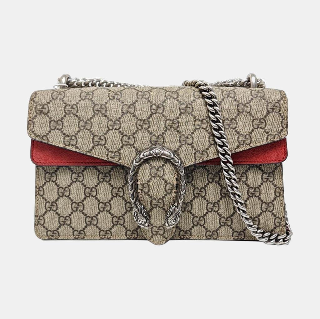 [Pre-Owned] Dionysus Chain Tiger Head Buckle Logo Canvas And Leather Shoulder Bag Small - Good #1K29SGD