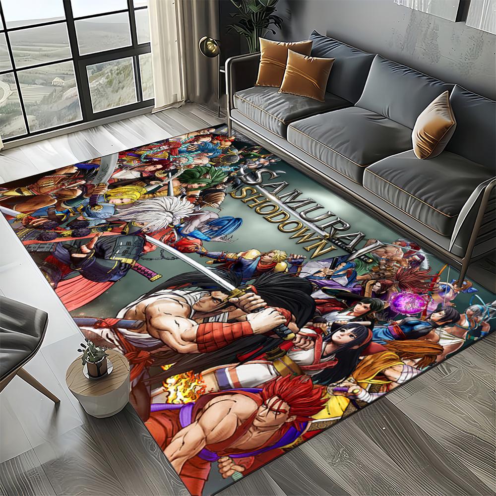 Retro Game Samurai Spirits Shodown Haohmaru Cartoon Carpet Rug for Living Room Bedroom Home Sofa Decoration,Non-slip Floor Mat