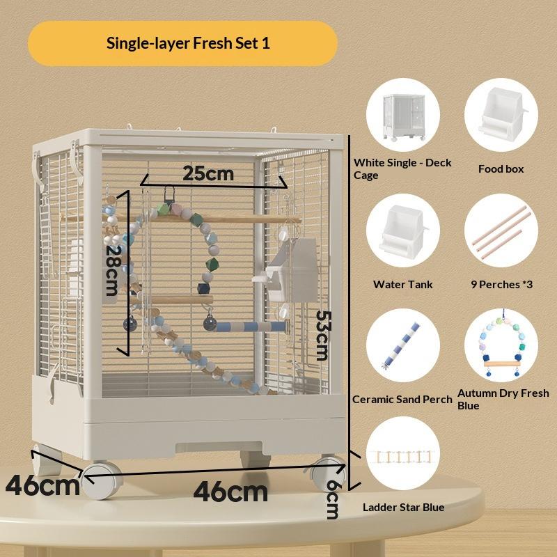Double Transparent Parrot Cage Splash-proof Large Bird Cage Horizontal Silk Tiger Skin Mystic Phoenix Breeding Cage