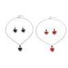 Zinc Zinc Alloy Black Necklace Earring Set Luxury Dangle Earrings Set Thorn Love Pendant Necklace  Gift