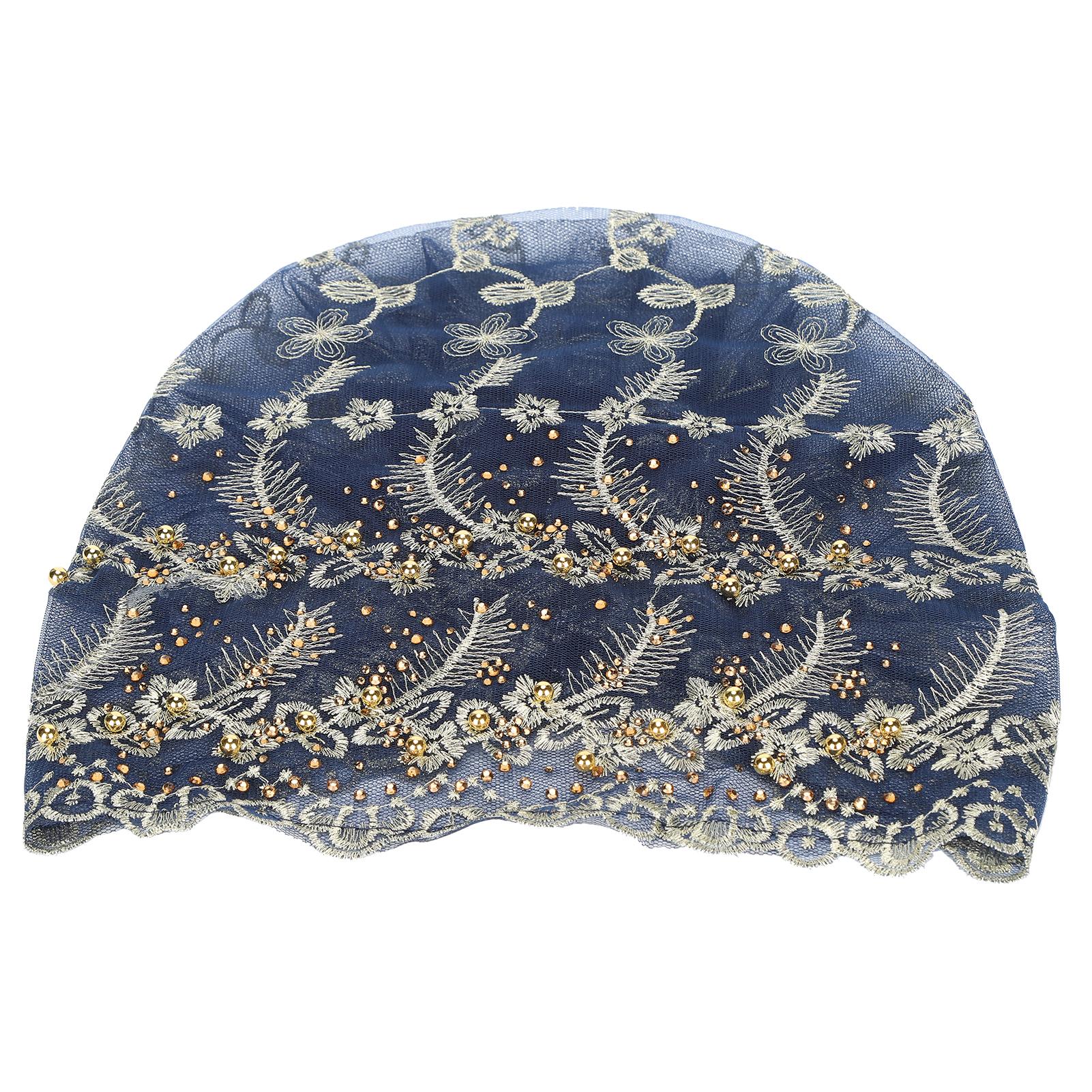 

Тюрбан головной убор стильный элегантный вышитый перьями стиль европейский ретро шляпа для женщин синий синий