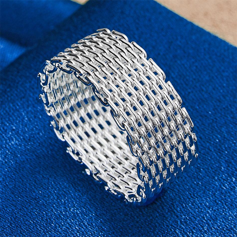 1 pezzo di anello intrecciato squisito in argento sterling 925, misure 6-10, per uomo e donna, gioielli alla moda per matrimoni, regali e accessori