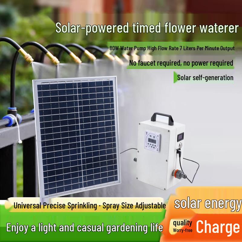 Solar-Powered Automatic Plant Watering System with Drip Irrigation and Sprinkler for Gardens