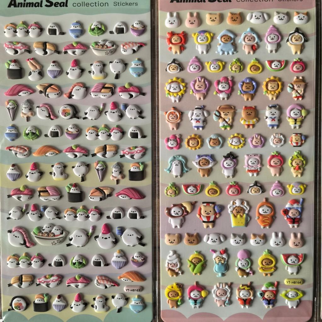 Djurförsegling 3D-klistermärken Set (4 st) - Bedårande dekorationer för planeringsböcker, hantverk & anteckningsböcker BulingBulingStickers Butik