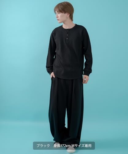 [IMPROVES] [SIDEWAYSTANCE] Waffle Henley Neck Long Sleeve T-Shirt